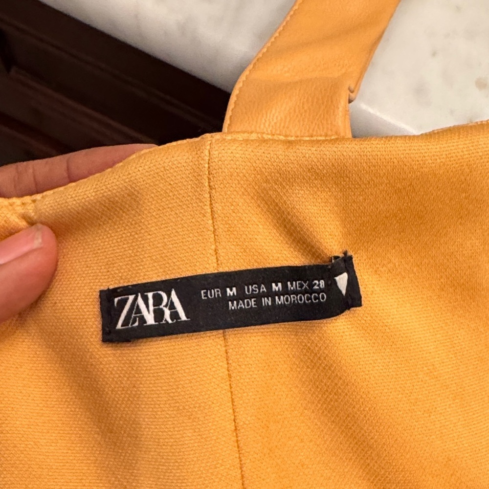 ZARA | camel Faux Leather Corset Top size Medium - Picture 6 of 6